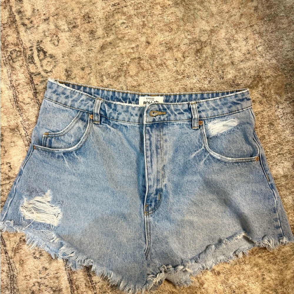 ROLLA'S Light Blue Distressed Jean Shorts